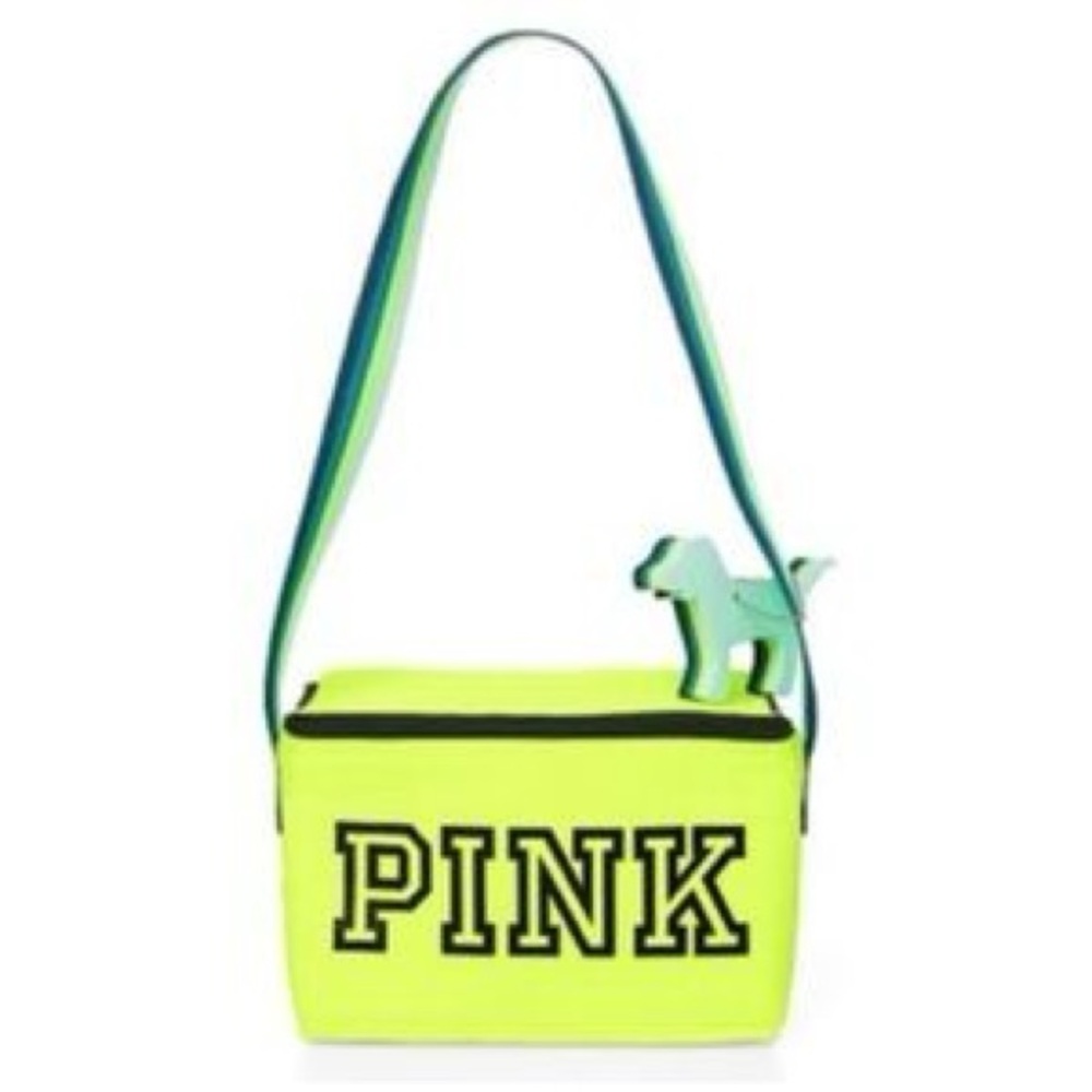 Victoria's Secret PINK Cooler Bag & Dog Keychain Makeup Case Lunch Box Set Lime